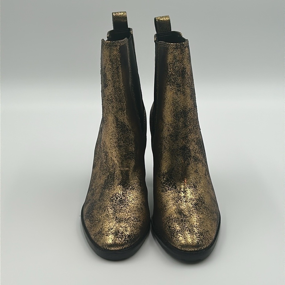 Lauren Ralph Lauren Mylah Gold Distressed Metallic Leather Ankle Boots | 6B NWB - Picture 5 of 12